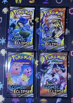 Pokemon TCG Cosmic Eclipse Booster Pack Art Set New Sealed 4 Packs - Image 1
