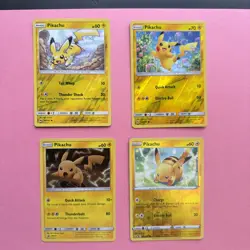 Lot Of 4 Pikachu Holo & Rev Holo Pokemon Cards 40/147, 19/68, SM227, and 065/202 - Image 1