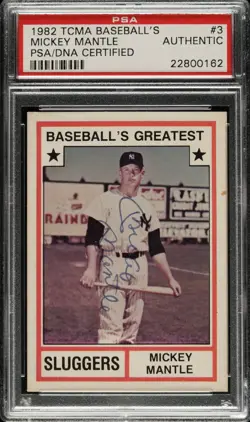 Mickey Mantle Signed 1982 TCMA #3 Baseball Greatest Sluggers Auto PSA PSA/DNA - Image 1
