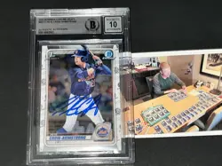 Pete Crow Armstrong Cubs SIGNED 2020 1st BOWMAN Chrome BECKETT BAS Auto 10 BGS _ - Image 1