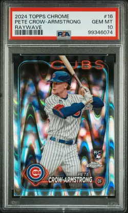 PETE CROW-ARMSTRONG PSA 10 2024 TOPPS CHROME 16 ROOKIE RAYWAVE REFRACTOR RC CUBS - Image 1
