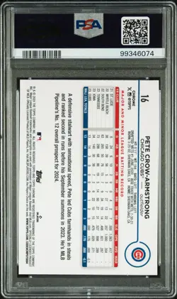 PETE CROW-ARMSTRONG PSA 10 2024 TOPPS CHROME 16 ROOKIE RAYWAVE REFRACTOR RC CUBS - Image 2
