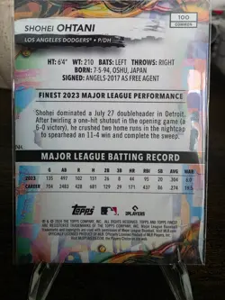 2024 Topps Finest Base Set Shohei Ohtani #100 Los Angeles Dodgers Baseball - Image 2