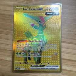 Pokemon TCG Iron Leaves EX Gold Temporal Forces Hyper Rare Card 213/162 - Image 1