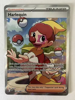 Harlequin 163/086 WHT EN Full Art Supporter Ultra Rare Pokemon TCG Card NM - Image 1