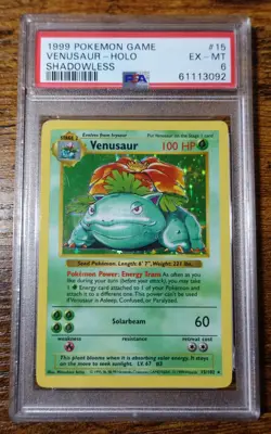 Venusaur 15/102 Shadowless PSA 6 Base Set Holo Rare 1999 Pokemon Card Graded - Image 1
