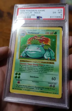 Venusaur 15/102 Shadowless PSA 6 Base Set Holo Rare 1999 Pokemon Card Graded - Image 3