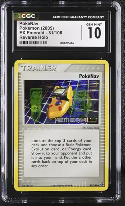 CGC 10 GEM MINT PokeNav EX Emerald 81/106 Reverse Holo Stamped Pokemon Card - Image 1