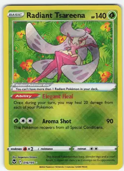 Radiant Tsareena 016/195 Radiant Rare Holo SWSH12: Silver Tempest NM Pokemon - Image 1