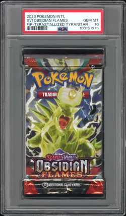 2023 Pokemon S&V Obsidian Flames Booster Pack Tyranitar Art PSA 10 Gem Mint - Image 1