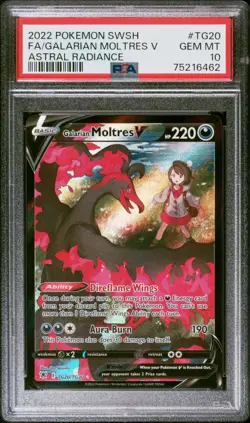 2022 Pokemon SWSH Astral Radiance #TG20 FA Galarian Moltres V PSA 10 Gem Mint - Image 1