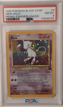 2000 Pokemon League Black Star Promo Mew #9 Holo PSA 8 Vintage W/ Swirl - Image 1