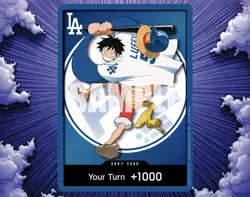 2026 PRESALE ONE PIECE LOS ANGELES DODGERS MONKEY D LUFFY CARD & HAT 7/2/26 - Image 3