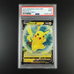PSA 9 Pikachu V SWSH 198 Promo Pokemon Holo Graded Card - Image 1