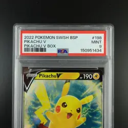 PSA 9 Pikachu V SWSH 198 Promo Pokemon Holo Graded Card - Image 2