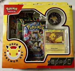 Pokemon TCG Pokemon Day 2026 Pikachu Box Promo Card Coin Booster Packs - Image 1