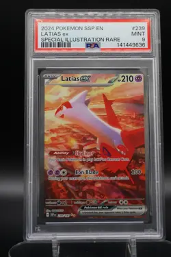 Latias Ex #239 Special Illustration Rare 2024 Pokemon Surging Sparks PSA 9 - Image 1