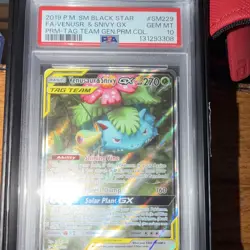 Pokemon TCG Venusaur & Snivy GX SM229 PSA 10 2019 Promo Full Art Holo - Image 1