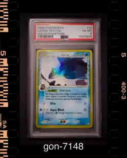 2006 POKEMON EX HOLON PHANTOMS #12 LATIOS-REVERSE FOIL PSA 6 EX-MT STAMPED - Image 1