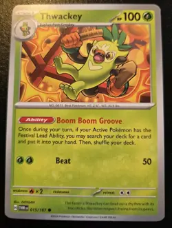 Thwackey 015/167 Common Scarlet & Violet: Twilight Masquerade Pokemon TCG - Image 1