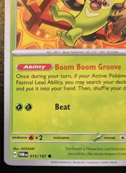 Thwackey 015/167 Common Scarlet & Violet: Twilight Masquerade Pokemon TCG - Image 4