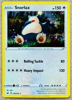 Pokemon Snorlax 140/202 Sword & Shield Promo Cosmos Holo Near Mint - Image 1
