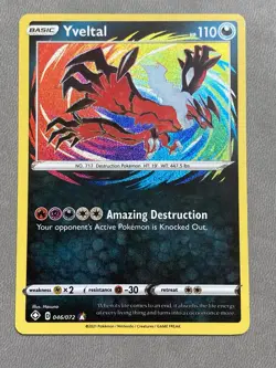 Yveltal 046/072 Shining Fates Holo Pokemon Single NM - Image 1