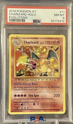 2016 Pokemon XY Evolutions Charizard Holo #11/108 PSA 8 NM-MT - Image 1