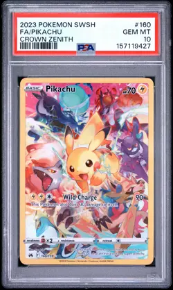 2023 POKEMON SWORD & SHIELD CROWN ZENITH #160 FULL ART/PIKACHU PSA 10 - Image 1