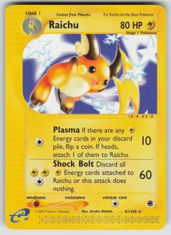 Raichu 61/165 Rare Expedition Base Set Pokemon Near Mint - Image 1