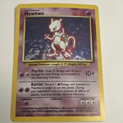 Pokemon Mewtwo Base Set Holo Rare 10/102 60 HP Basic 1999 Wizards - Image 1