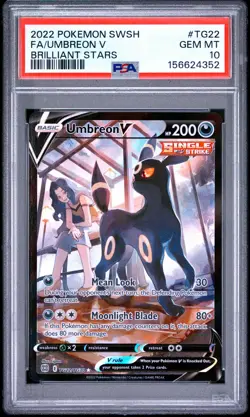 2022 POKEMON SWORD & SHIELD BRILLIANT STARS #TG22 FULL ART/UMBREON V PSA 10 - Image 1