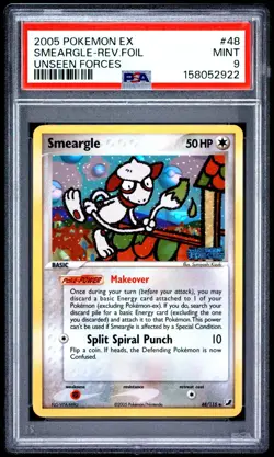 2005 Pokemon Smeargle EX Unseen Forces Reverse Holo #48 PSA 9 Mint - Image 1