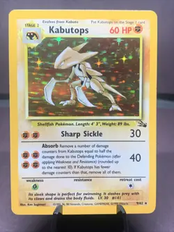 Pokemon TCG Kabutops 9/62 Fossil Holo Rare Unlimited VTG WOTC 1999 LP- - Image 1
