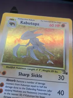Pokemon TCG Kabutops 9/62 Fossil Holo Rare Unlimited VTG WOTC 1999 LP- - Image 2