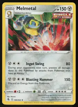 Melmetal 189/264 Holo Rare Fusion Strike Pokemon Holo Lightly Played - Image 1
