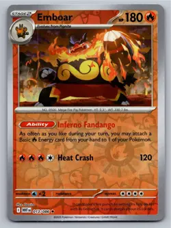 Emboar 013/086 Holo Rare White Flare Pokemon Reverse Holo Near Mint - Image 1