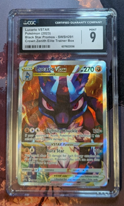 CGC 9 - Lucario VSTAR Black Star Promo SWSH291 - Crown Zenith ETB Pokemon 2023 - Image 1