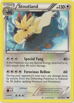 Pokemon - Stoutland - 88/108 - Rare - BW - Dark Explorers - NM - Image 1