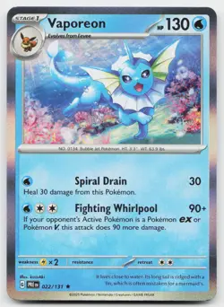 Vaporeon 022/131 Holo Rare Prismatic Evolutions Pokemon Holo Near Mint - Image 1