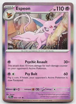 Espeon 033/131 Holo Rare Prismatic Evolutions Pokemon Holo Near Mint - Image 1
