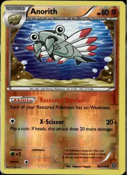 Pokemon Anorith 56/114 Steam Siege Reverse Holo Uncommon LP - Image 1