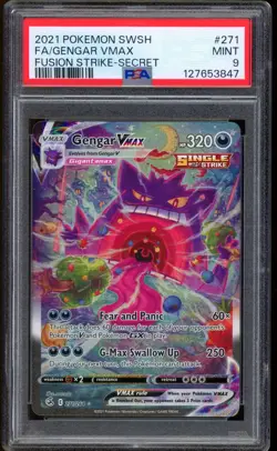 2021 Pokemon Gengar VMAX Fusion Strike Secret Rare Sword & Shield #271 PSA 9 - Image 1