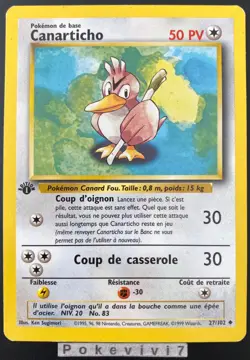 Carte Pokemon CANARTICHO 27/102 Set de Base Wizards EDITION 1 FR - Image 1