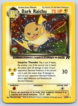 Dark Raichu 83/82 Team Rocket Unlimited Holo Pokemon LP - Image 1