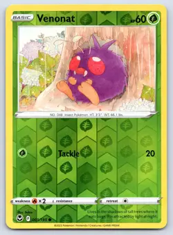 Venonat 001/195 Silver Tempest Reverse Holo Pokemon NM - Image 1