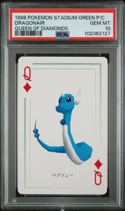 1998 POKEMON STADIUM GREEN POKER CARD DRAGONAIR PSA 10 GEM MINT QUEEN DIAMONDS - Image 1