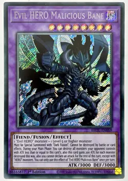 BROL-EN069 Evil HERO Malicious Bane - Secret Rare 1st Edition Near Mint YuGiOh - Image 1