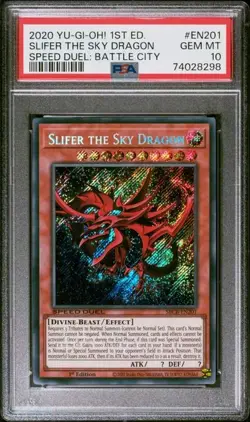 PSA 10 2020 Yu-Gi-Oh! Slifer the Sky Dragon EN201 Speed Duel Secret Rare - Image 1