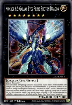Number 62: Galaxy-Eyes Prime Photon Dragon - 1st Ed. LDS2-EN053 - NM - YuGiOh - Image 1